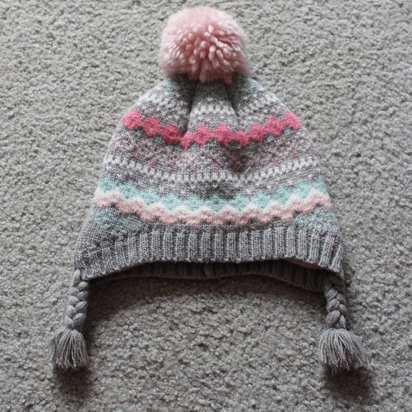 Carter's Other - Carter's Girls Sz 12-24 M Winter Hat Gray Pom-pom
